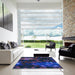 Machine Washable Transitional Sapphire Blue Rug in a Kitchen, wshpat2274lblu