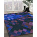 Machine Washable Transitional Sapphire Blue Rug in a Family Room, wshpat2274lblu