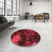 Round Patterned Fire Brick Red Rug in a Office, pat2274org