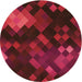 Square Patterned Fire Brick Red Rug, pat2274org