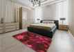 Patterned Fire Brick Red Rug in a Bedroom, pat2274org