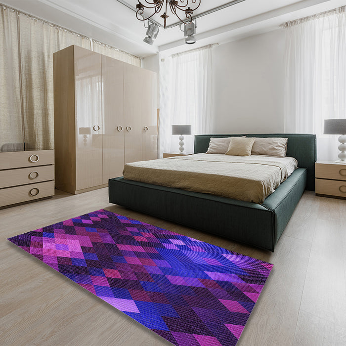 Patterned Amethyst Purple Rug in a Bedroom, pat2274pur