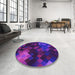 Round Patterned Amethyst Purple Rug in a Office, pat2274pur