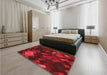 Round Machine Washable Transitional Tomato Red Rug in a Office, wshpat2274rd