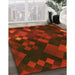 Machine Washable Transitional Cranberry Red Rug in a Family Room, wshpat2274yw