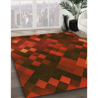 Patterned Cranberry Red Rug, pat2274yw