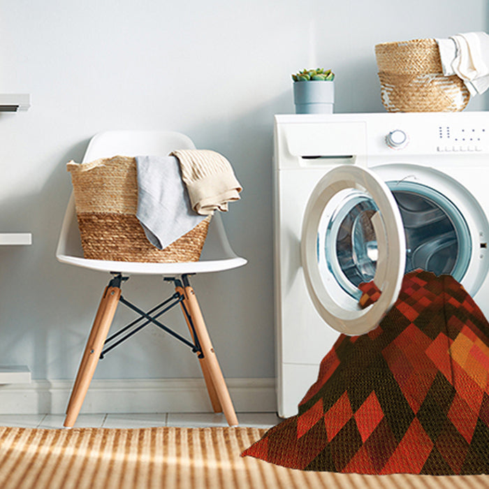 Machine Washable Transitional Cranberry Red Rug in a Washing Machine, wshpat2274yw