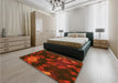 Patterned Cranberry Red Rug in a Bedroom, pat2274yw