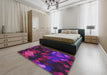 Patterned Purple Modern Rug in a Bedroom, pat2274