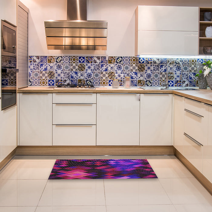 Patterned Purple Modern Rug in a Kitchen, pat2274