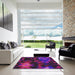 Square Patterned Purple Modern Rug in a Living Room, pat2274