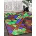 Machine Washable Transitional Green Rug in a Family Room, wshpat2275lblu