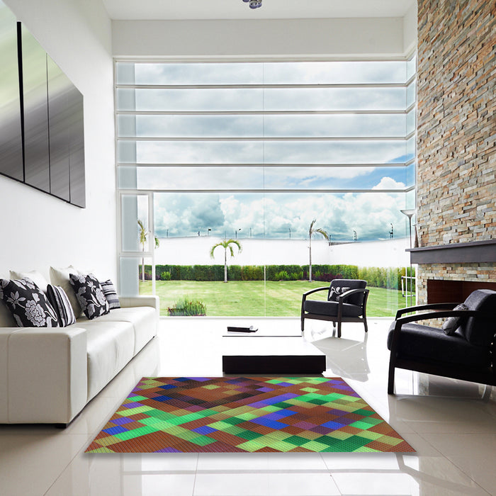 Machine Washable Transitional Green Rug in a Kitchen, wshpat2275lblu