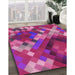 Machine Washable Transitional Medium Violet Red Pink Rug in a Family Room, wshpat2275pur