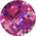 Square Machine Washable Transitional Medium Violet Red Pink Rug in a Living Room, wshpat2275pur