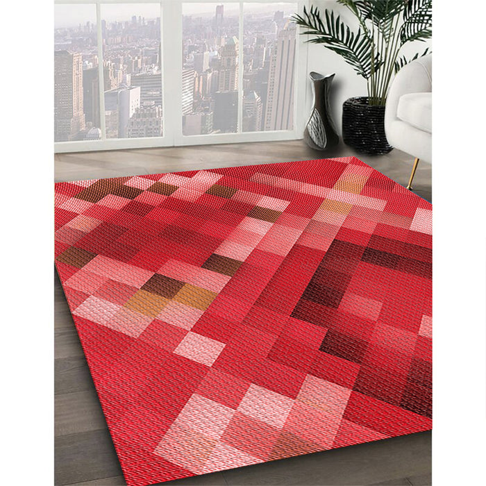 Machine Washable Transitional Orange Rug in a Family Room, wshpat2275rd