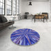 Round Patterned Light Slate Blue Rug in a Office, pat2276blu