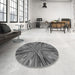 Round Patterned Gunmetal Gray Rug in a Office, pat2276gry