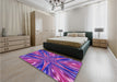 Patterned Purple Daffodil Purple Rug in a Bedroom, pat2276pur