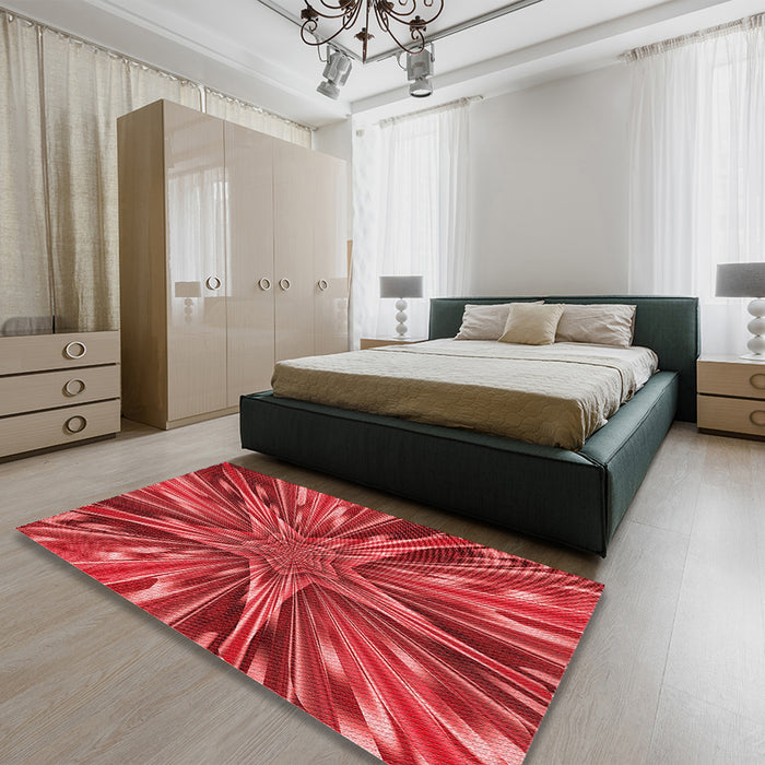 Patterned Red Rug in a Bedroom, pat2276rd