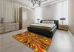 Patterned Red Rug in a Bedroom, pat2276yw