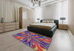 Patterned Pink Modern Rug in a Bedroom, pat2276