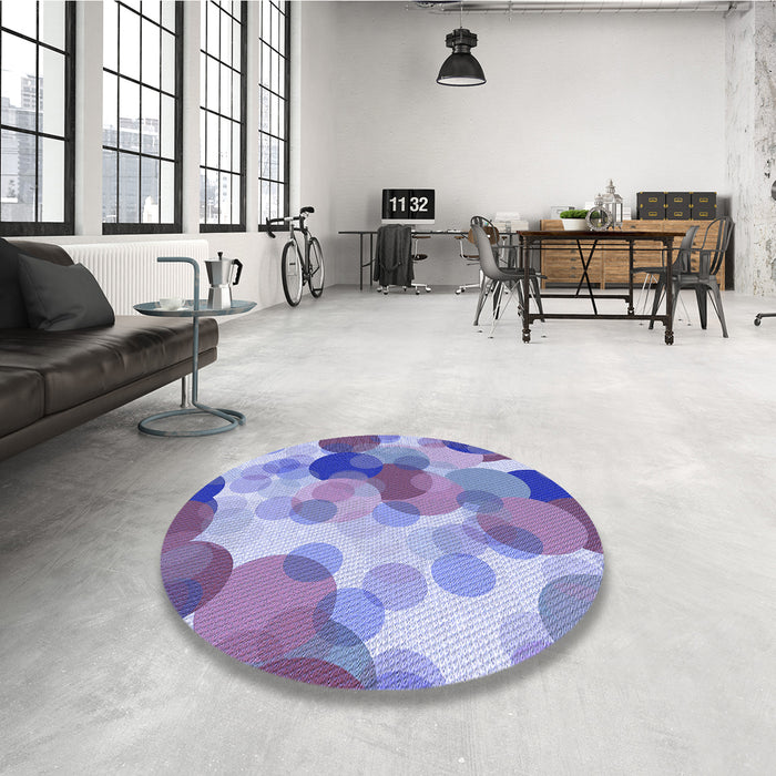 Round Patterned Slate Blue Rug in a Office, pat2277blu