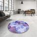 Round Patterned Slate Blue Rug in a Office, pat2277blu