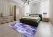 Patterned Slate Blue Rug in a Bedroom, pat2277blu