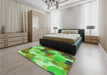 Patterned Emerald Green Rug in a Bedroom, pat2277grn