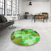 Round Patterned Emerald Green Rug in a Office, pat2277grn