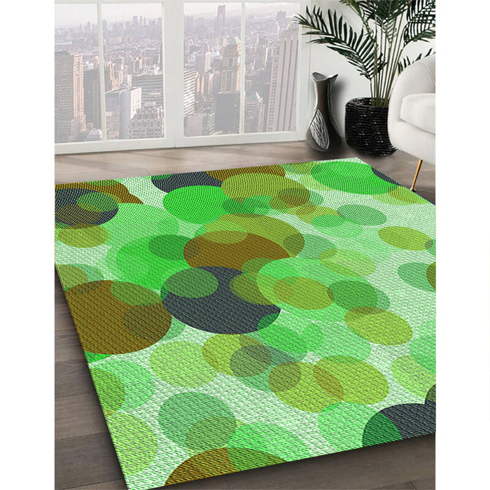 Machine Washable Transitional Emerald Green Rug in a Family Room, wshpat2277grn