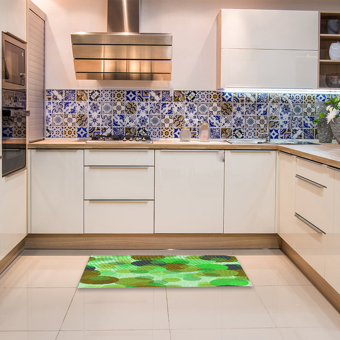 Patterned Emerald Green Rug in a Kitchen, pat2277grn