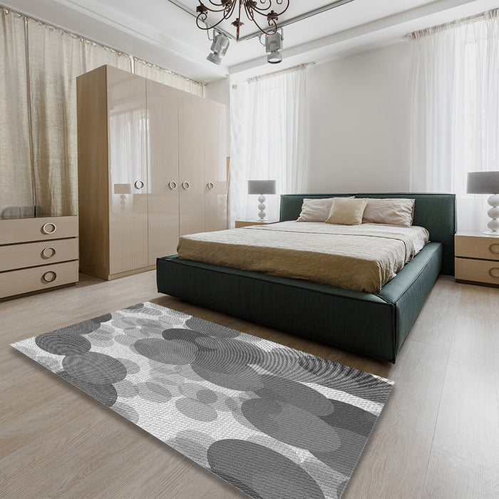 Patterned Cloud Gray Rug in a Bedroom, pat2277gry
