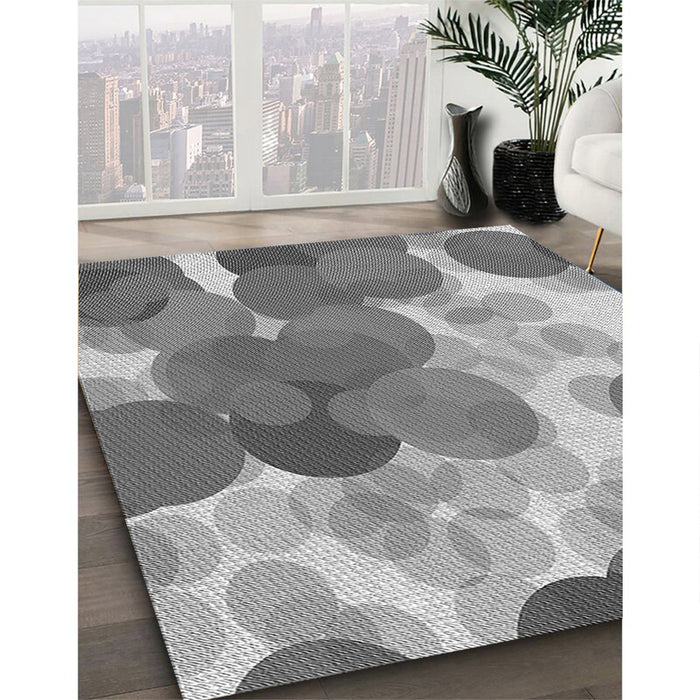 Patterned Cloud Gray Rug in Family Room, pat2277gry