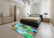 Patterned Turquoise Green Rug in a Bedroom, pat2277lblu