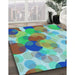 Patterned Turquoise Green Rug in Family Room, pat2277lblu