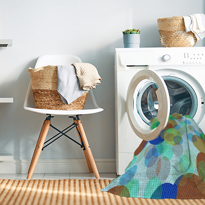 Machine Washable Transitional Turquoise Green Rug in a Washing Machine, wshpat2277lblu