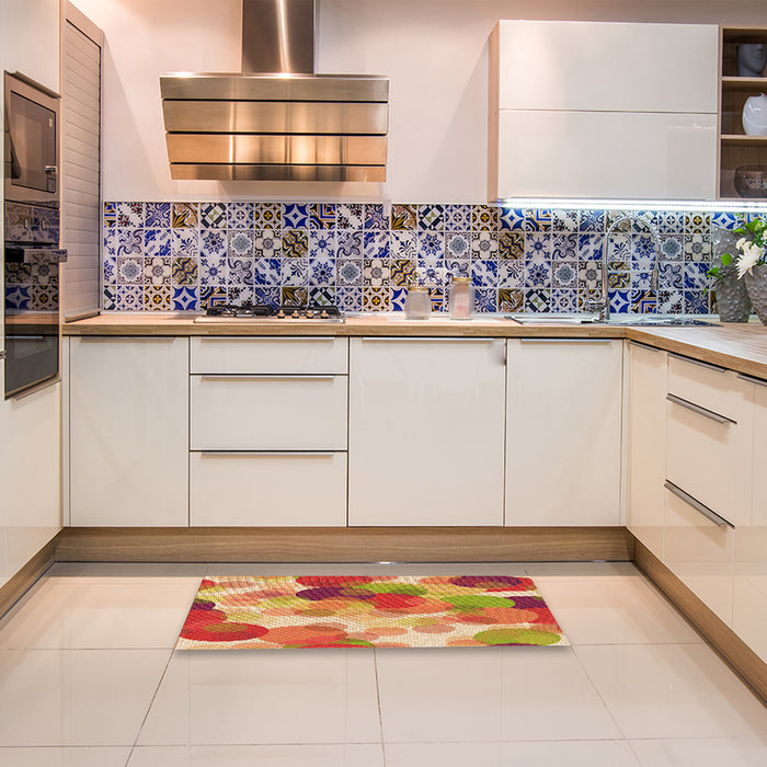 Patterned Orange Rug in a Kitchen, pat2277org