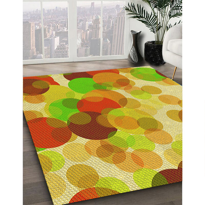 Patterned Orange Red Orange Rug in Family Room, pat2277yw