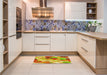 Patterned Orange Red Orange Rug in a Kitchen, pat2277yw