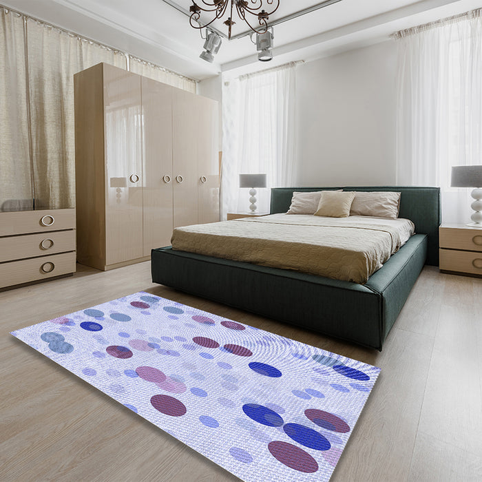 Patterned Blue Rug in a Bedroom, pat2278blu
