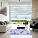 Square Patterned Blue Rug in a Living Room, pat2278blu