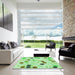 Machine Washable Transitional Green Rug in a Kitchen, wshpat2278grn