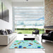 Machine Washable Transitional Blue Rug in a Kitchen, wshpat2278lblu