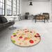 Round Patterned Khaki Gold Rug in a Office, pat2278org