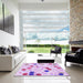 Square Patterned Orchid Purple Rug in a Living Room, pat2278pur