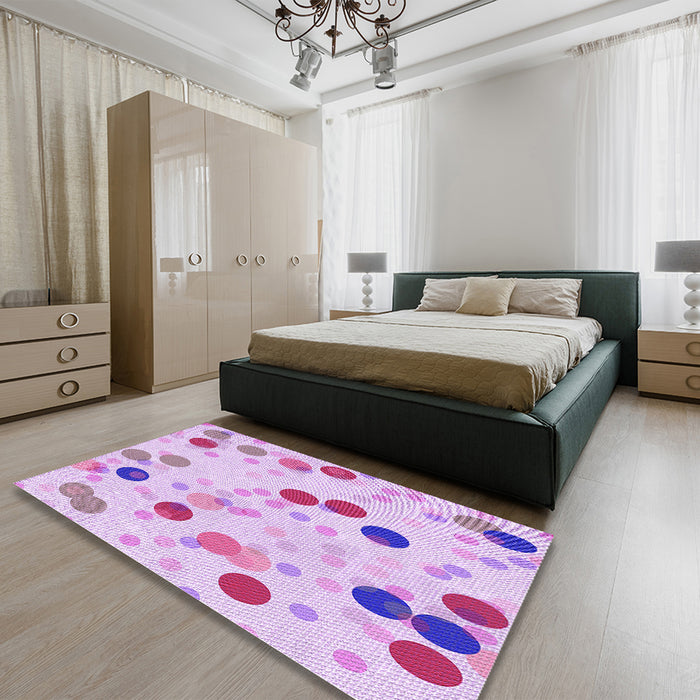 Patterned Orchid Purple Rug in a Bedroom, pat2278pur
