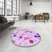 Round Patterned Orchid Purple Rug in a Office, pat2278pur