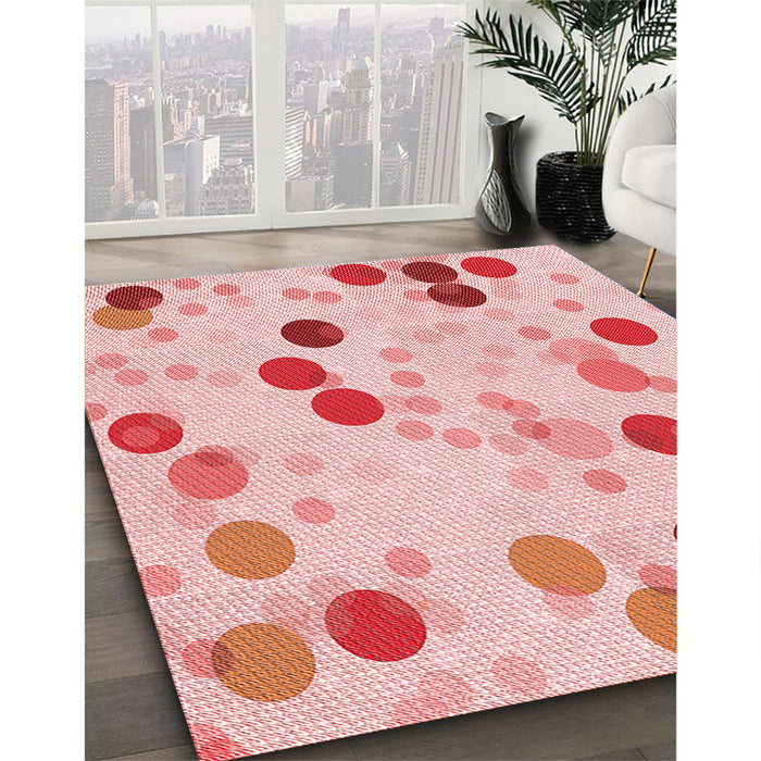 Patterned Light Red Pink Rug in Family Room, pat2278rd